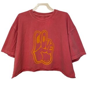 Revice LA Peace Love Crop Top T-shirt Womens OS Oversized Retro 60s 70s Graphics